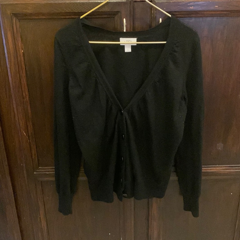 *4/$20* Black LOFT wool blend cardigan XL